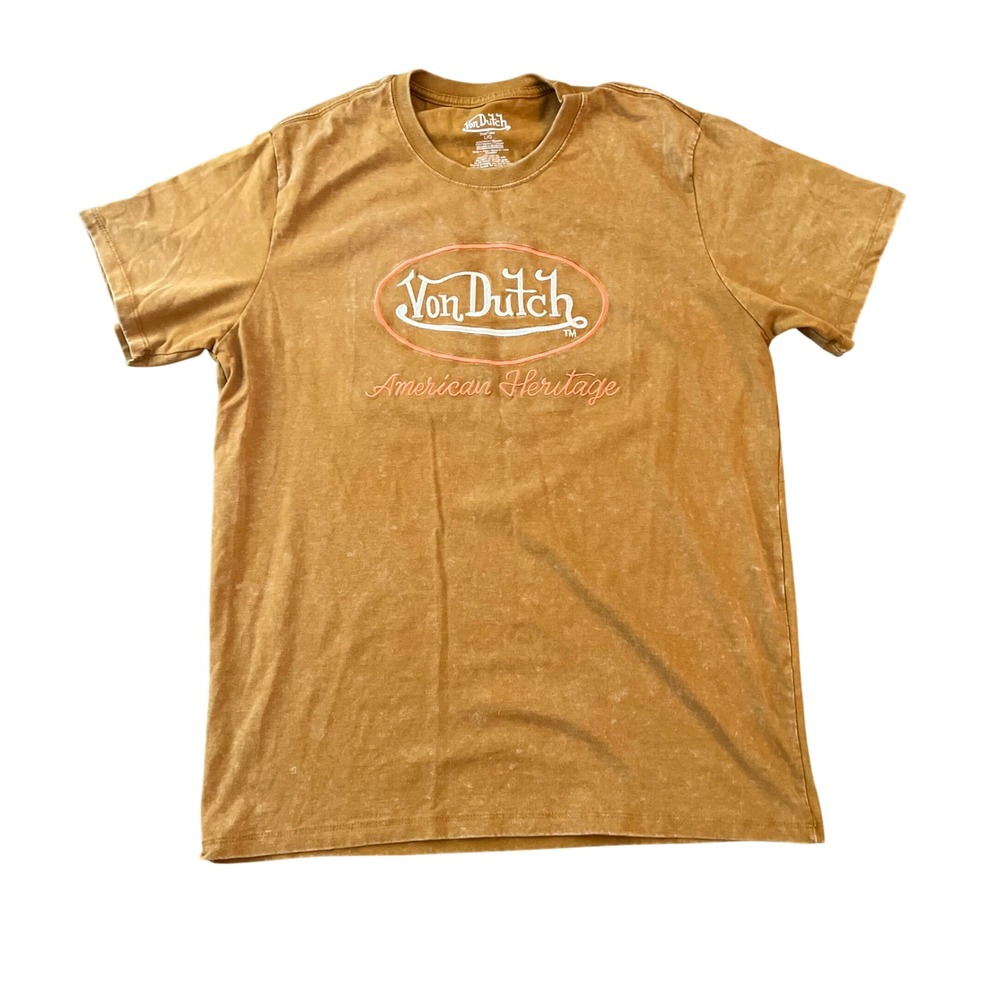 Von Dutch American Heritage Acid Wash Graphic T-Shirt Large Motorcycle Men